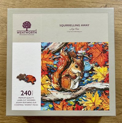 Wentworth 240 Pc Wooden Jigsaw Puzzle Squirreling Away~Forest Squirrel Complete