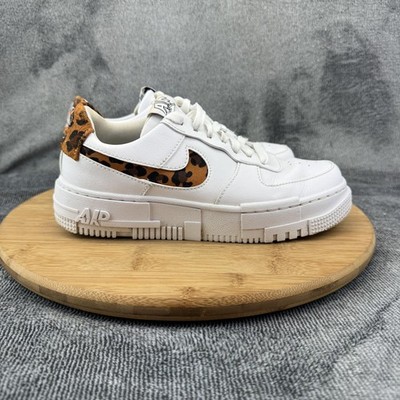 Nike Air Force 1 Pixel Shoes Womens Size 6.5 White Leopard CV8481-100 Sneakers