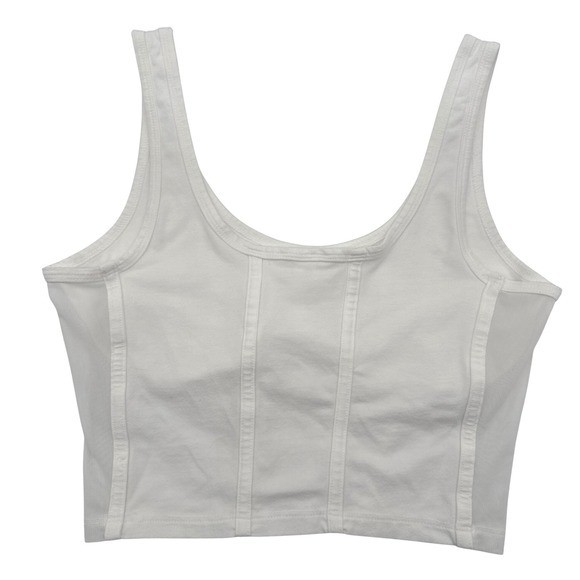 Aeropostale Corset Tank Top White Mesh Trim Sleeveless Top Festival Party Y2k M