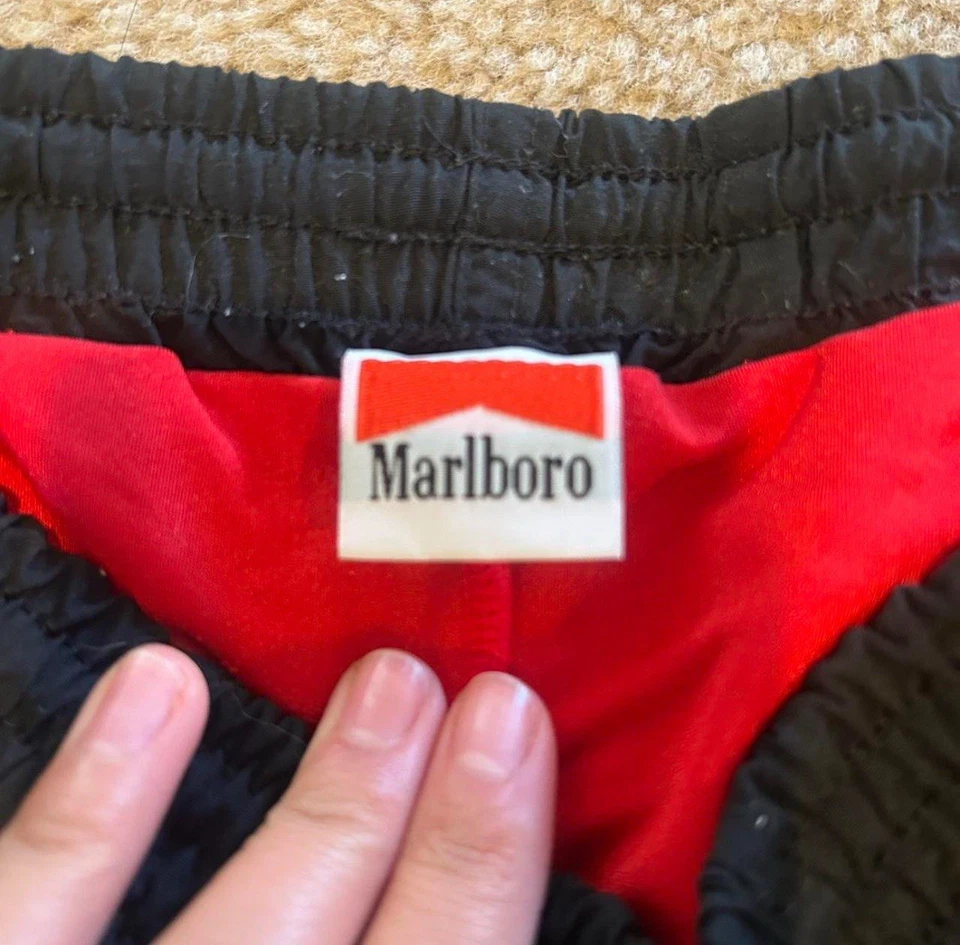 Pantalones Cortos De Colección Marlboro Talla Pequeña Azul Años 90 Forro Atlético Foto 4 de 4