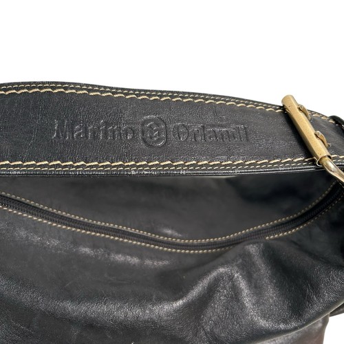 Vintage Marino Orlandi schwarze italienische Leder Schultertasche Schnalle verstellbarer Riemen - Bild 9 von 14