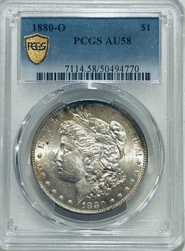 1880 O Morgan Silver Dollar PCGS AU58 Better Date/Gold Shield/Nice 58