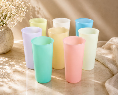 VTG Tupperware Pastel Tumblers Cups Set Of 8 Made In USA