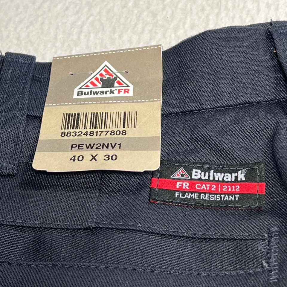 Bulwark FR Cat2 NFPA 2112 Flame Resistant Work Pants Mens 40x30 Navy Blue New - Image 2 of 4