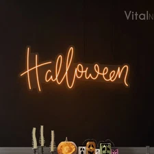 Halloween Neon Sign, Front Door, Custom Wall Decor, LED Haunted House
