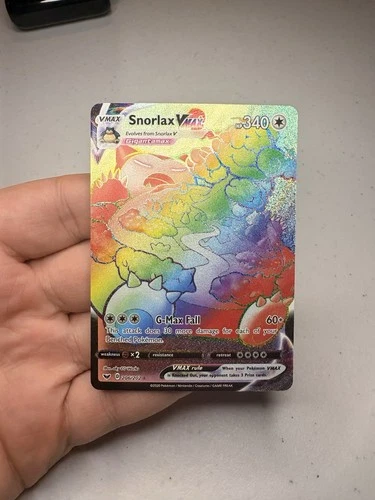 Pokémon TCG Snorlax VMAX Holo Secret Rare Card Sword & Shield Base Set 206/202