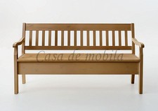 Massivholz Sitzbank 169cm Kiefer massiv gelaugt geölt Truhen-bank mit lehne holz