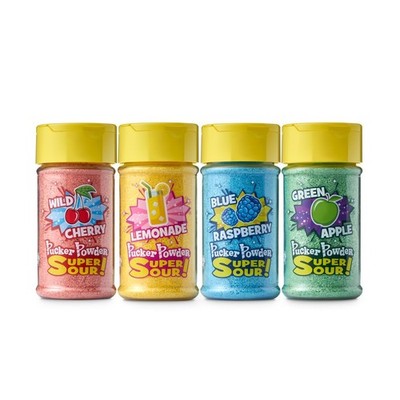 Pucker Powder Super SOUR Topping Assortment 4 - 2.1 oz shakers, Multi-Colored
