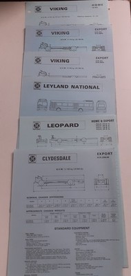 Leyland: Clydesdale / Leopard / National - Techn.Daten (6 Prospekt-Blätter);1970