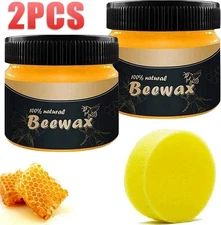 2Pcs Beeswax Furniture Polish,Wood Seasoning Beewax Natural Wood Wax Traditional
