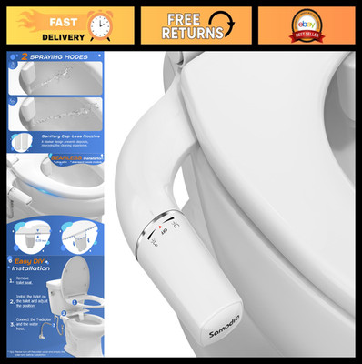 Ultra-Slim Bidet Attachment for Toilets - Adjustable Water Pressure, Dual Nozzle