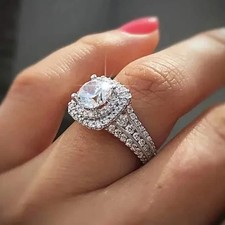 Large Oval Women Synthetic Zirconia Wedding R...