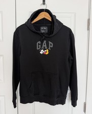 GAP Disney Hoodie Mens Small Black Mickey Mouse Graphic Pullover Sweatshirt