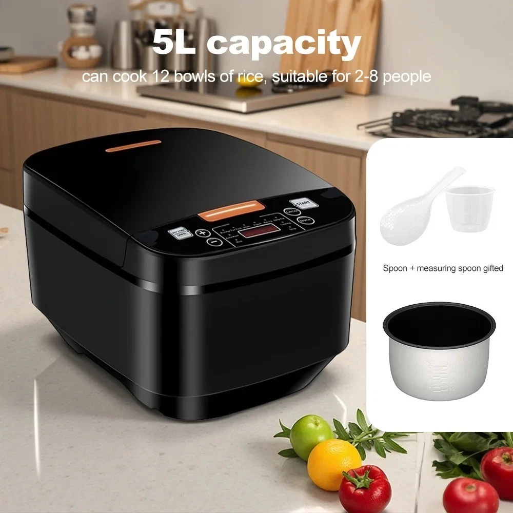 Electric Rice Cooker 5L Smart Household Multi-Cooker with Heat Preservation