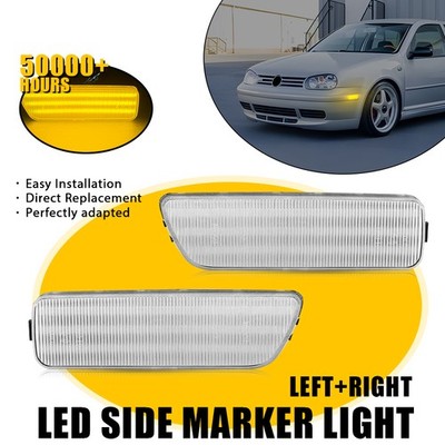 2x Front Amber LED Side Marker Light For VW MK4 GTI/R32 2000 2001-2003 Clear EJ