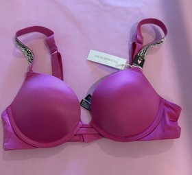 Victoria's Secret Push Up Bra Set 32B Lace Logo Straps Blue Pink Red Green Black