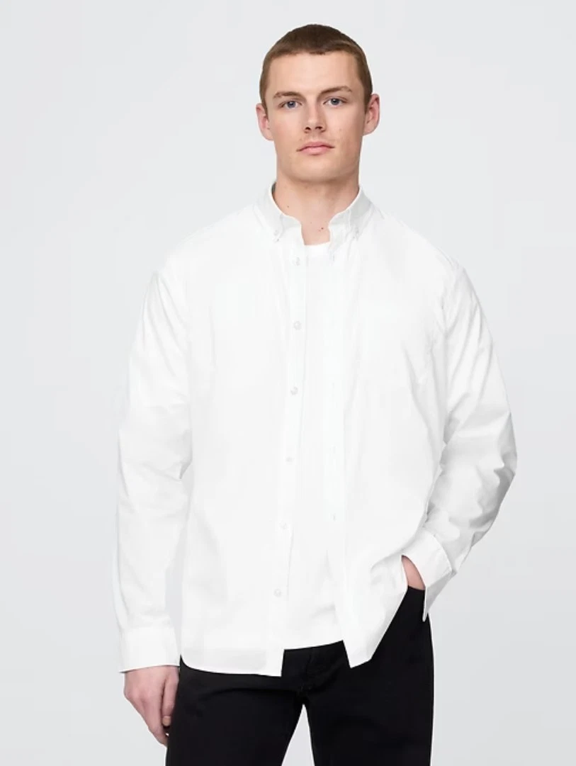 NWT Mens GAP All-Day Poplin Shirt Classic Fit White Button Down SIZE Medium