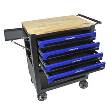 4 Drawers Tool Chest with Wooden Top Workbench, Rolling Tool Cart with Drawers