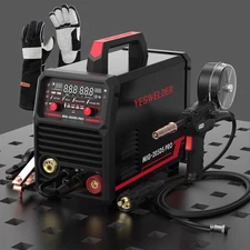 YESWELDER MIG-205DS PRO 5-in-1 Welding Kit: Spool Gun +  Gloves, 200A 110V/220V