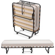Rollaway Bed with Mattress, Folding Guest Bed with Memory Foam Mattress, Roll...
