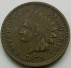 US 1871 Indian Head Cent  **
