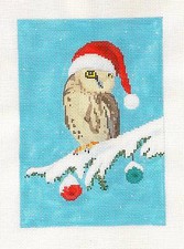 SP.ORDER "Christmas Owl in Santa Hat" HP Needlepoint Canvas by Scott Church