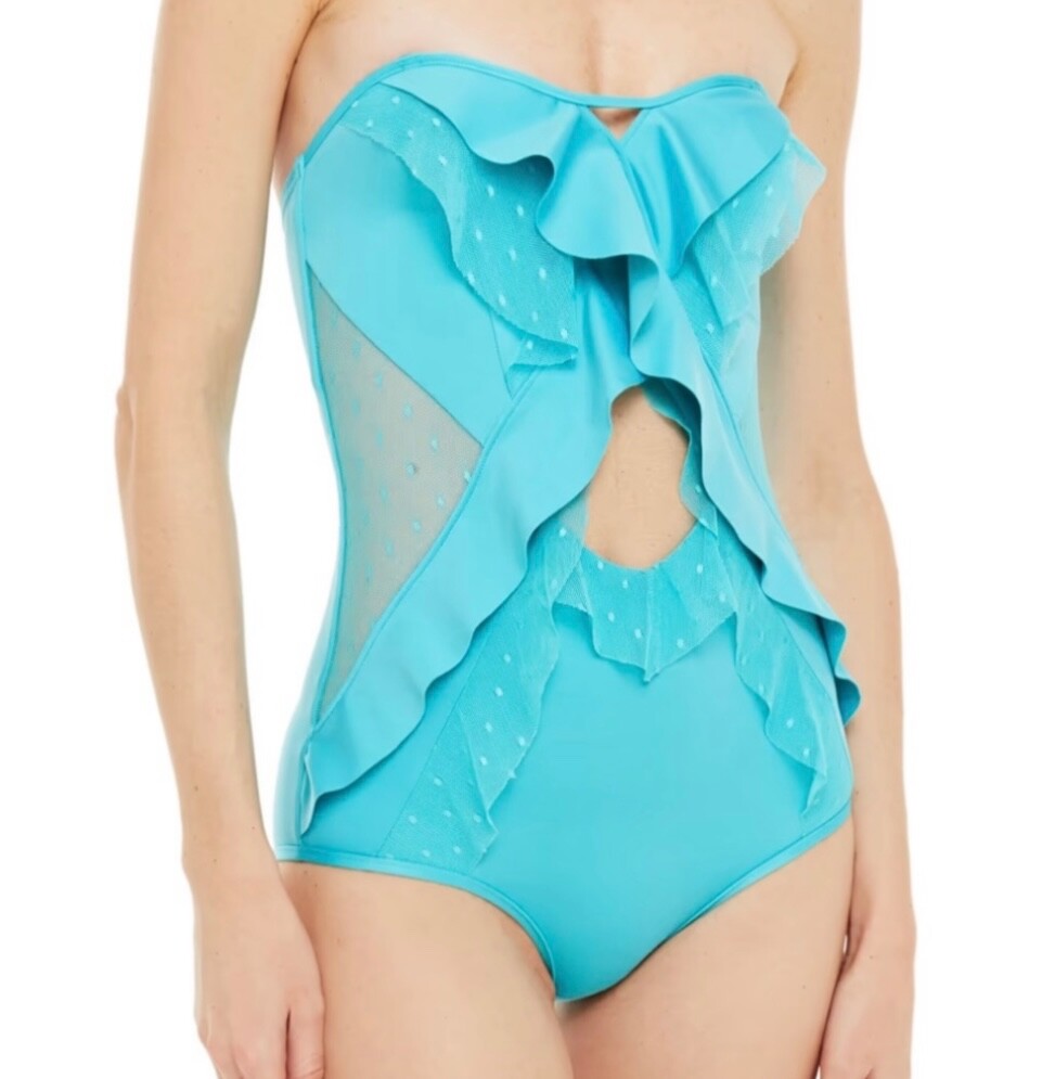 NWT Zimmermann Blue Cross Frill Cut-Out Point D'esprit- Paneled