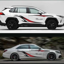 Car Truck Side Skirt Door Racing Graphic Vinyl Sticker Decal Stripes Black/Red