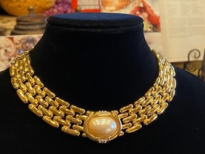 Authentic Vintage Runway Givenchy Couture Gold Plated Statement Collar Necklace