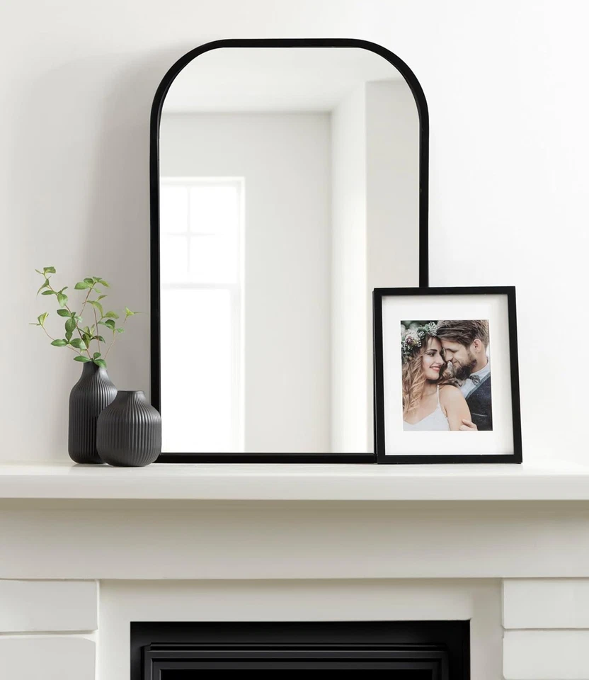 Travis Modern Basket Arch Wall Mirror, 20 X 30, Black, Decorative Arched Bathroo - Image 4 of 4