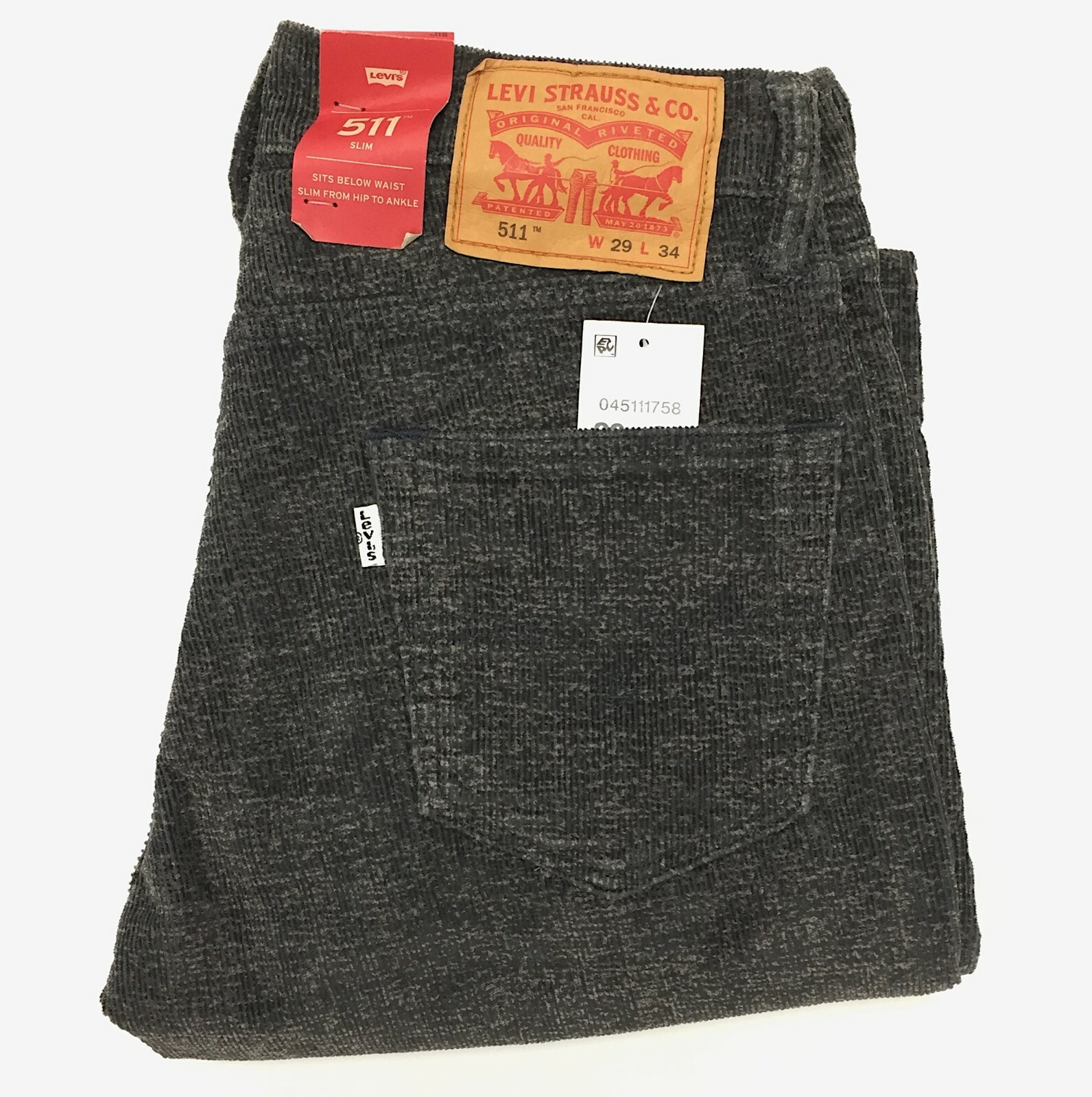 Levi's Men's 511 Slim Fit Corduroy Pant Graphite Gray Stretch Fit (29 x 34)  | eBay