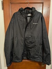 COLUMBIA OMNI-TECH Jacket Waterproof Breathable Men  s LARGE Black Full Zip Hood