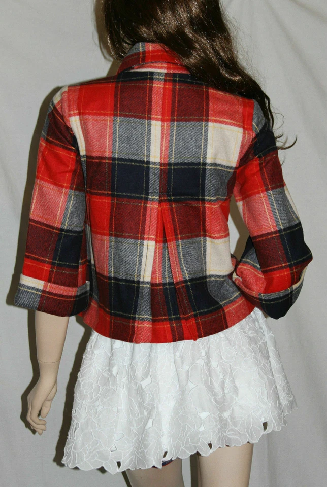 Vintage Y2K HOLLISTER Womens Wool Plaid Checks Swing Coat L NWT - Image 4 of 4