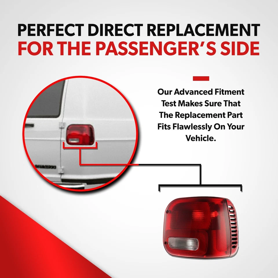 For 94-03 Dodge B150 B250 B350 Ram 1500 2500 3500 Van Tail Light Lamp Passenger - Image 4 of 4