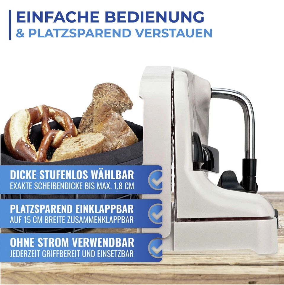 WENKO Brotschneidemaschine mit Handkurbel Weiß Edelstahlklinge Retro Brotscheibe - Bild 4 von 4