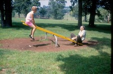 5 vintage 35mm slides 1969 men women playground see saw roundabout