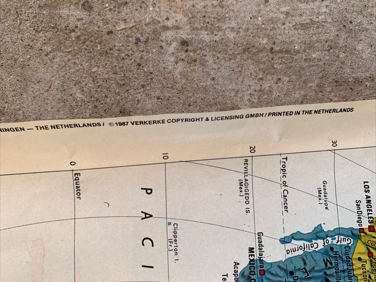 Vintage 1987 Map Of The World Verkerke Poster 26654 35”x23
