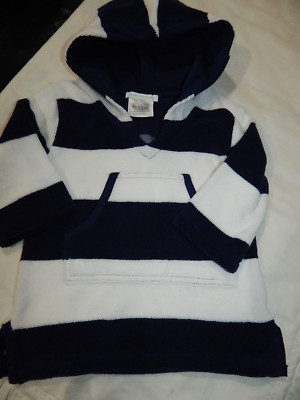 NWOT Pottery Barn Boys 6-12 Terry cloth Okeo Tex Navy White Striped Swim Cover
