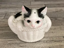 Vintage Ron Gordon Black & White Cat Kitten in Basket Pepper Shaker REPLACEMENT