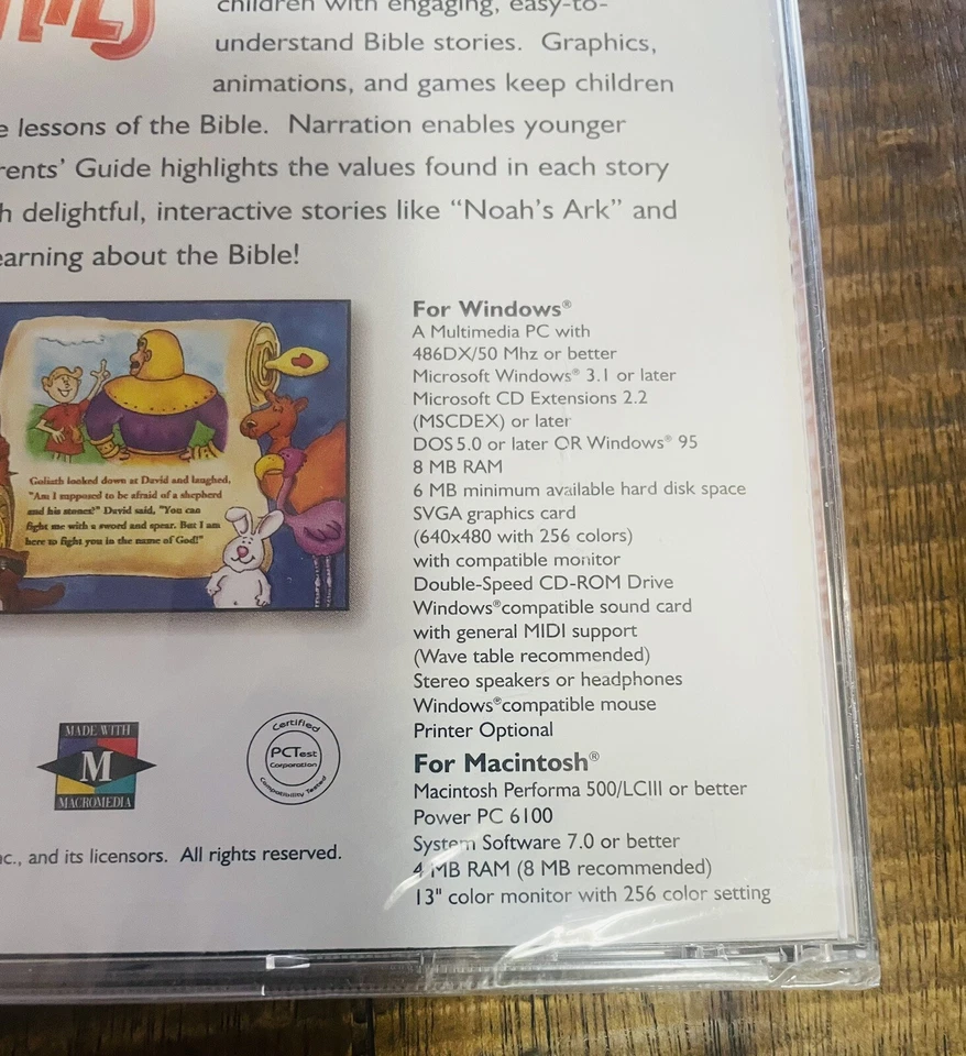 Children’s BIBLE STORIES COMPTONS NEW MEDIA Win/Mac CD-ROM 1996 NEW Sealed - Image 4 of 4