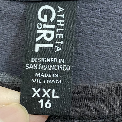 Athleta Girl Cozy Cross Your Fingers Sweatshirt Camo Gray Thumbhole 599459 L2 - Picture 7 of 9