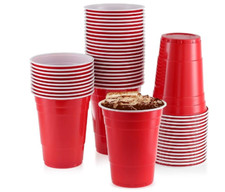 250x Red Plastic Party Cups Reusable  18oz (500ml) Disposable Beer Pong Cups✅🎉