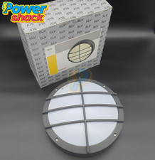 Heavy Duty Wall Round Bulkhead light fitting Solid Steel Grey Grid - SLV Bulan