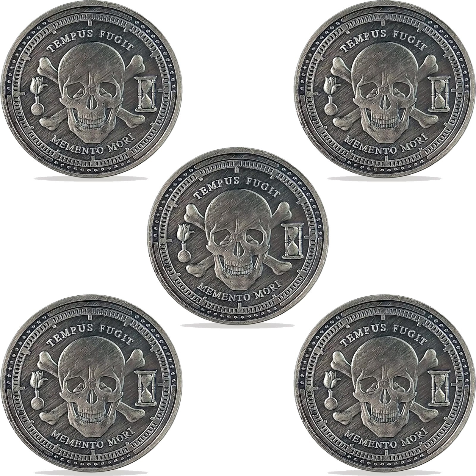 Tempus Fugit Memento Mori Medallion Daily Stoic Coin Skull Challenge Coin 5pcs