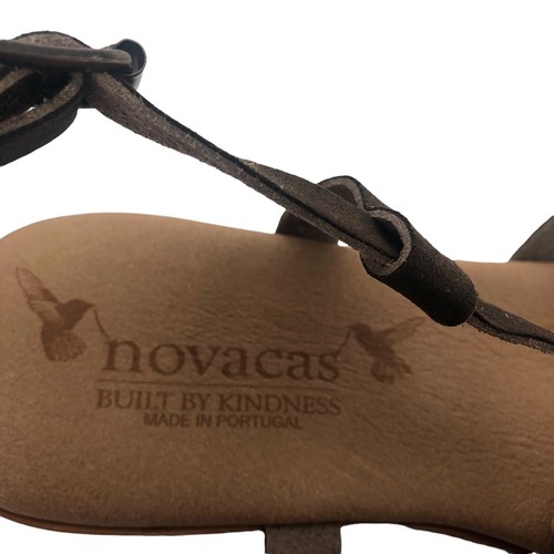 Novacas VEGAN Strappy Flat Brown Sandals EU 38 (US 7) Built By Kindness Portugal - Picture 2 of 5