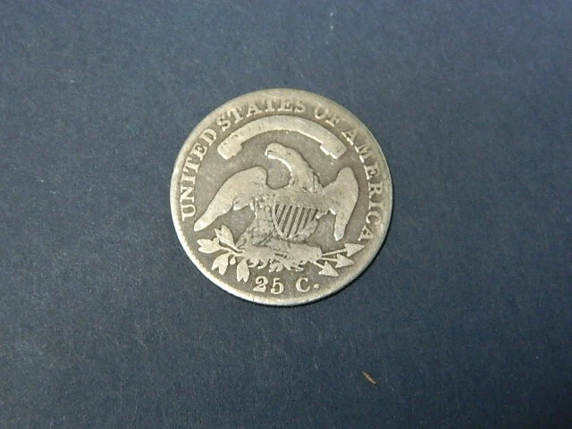 1821 Capped Bust Silver Quarter Dollar/25 Cents ~Rare Date~ (216,851 Minted)~F - Image 2 of 2