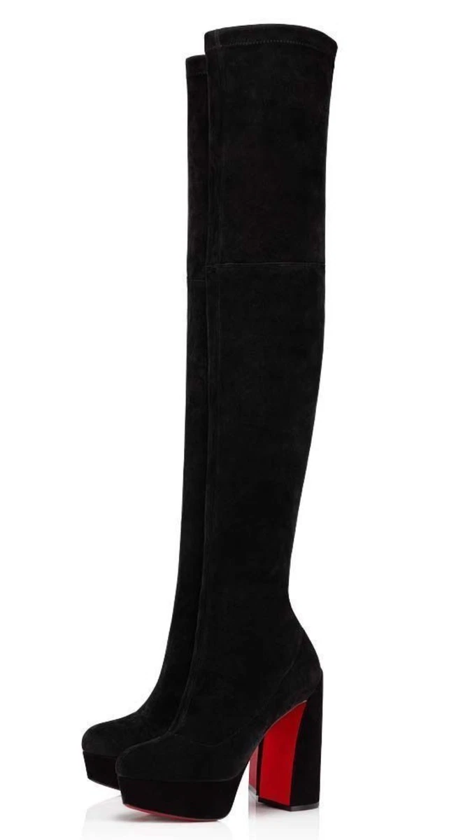 Christian Louboutin Black Suede Movida 130 Boots