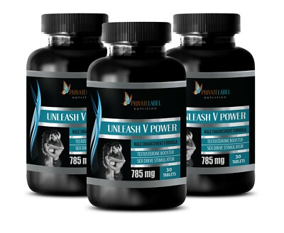 ''Unleash V Power'' Male Enhancement. Increase Size (3 Bottles, 90 Capsules)