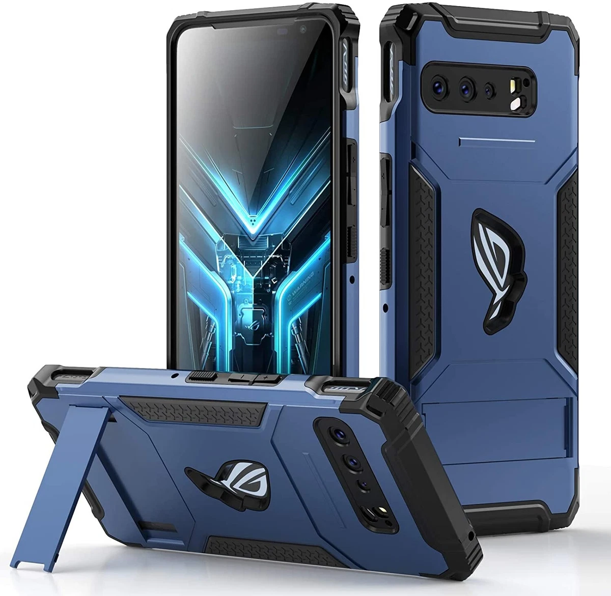 For Asus ROG Phone 3 Case Drop Protection Durable Cover Built in Kickstand Blue
