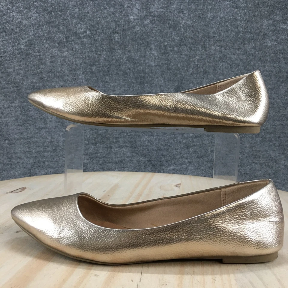 Christian Siriano Zapatos Mujer 7.5 Informales Sin Cordones Punta Ballet Pisos Dorado Foto 2 de 4